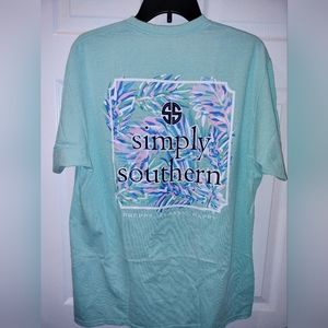 Simply Southern Preppy Classic Abstract Logo Tee, Size Large, Surf Color